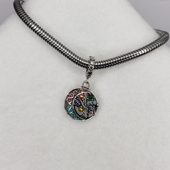 Family Tree Eternal Love Dangle Bracelet Charm 925 Sterling Silver Multicolor - Picture 8 of 8